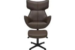 Drehbarer Sessel VOGUE brandy braun Kunstleder schwarze Metallbeine mit Armlehne