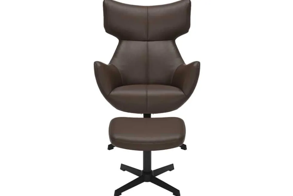 Drehbarer Sessel VOGUE brandy braun Kunstleder schwarze Metallbeine mit Armlehne