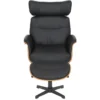 Drehbarer Sessel VOGUE COMFORT schwarz Kunstleder braun Walnuss-Design mit Armlehne