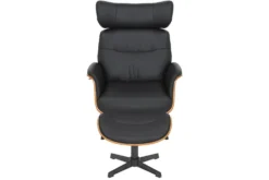 Drehbarer Sessel VOGUE COMFORT schwarz Kunstleder braun Walnuss-Design mit Armlehne