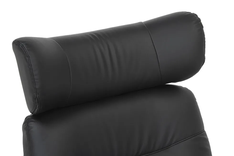 Drehbarer Sessel VOGUE COMFORT schwarz Kunstleder braun Walnuss-Design mit Armlehne