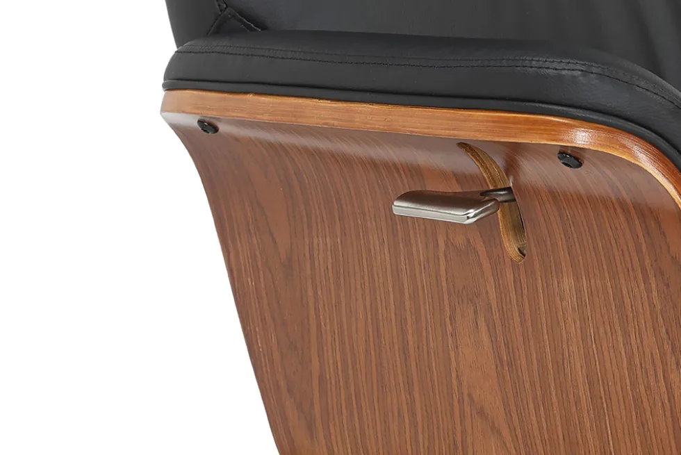 Drehbarer Sessel VOGUE COMFORT schwarz Kunstleder braun Walnuss-Design mit Armlehne