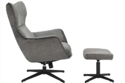 Drehbarer Sessel VOGUE grau Samt schwarze Metallbeine mit Armlehne