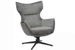 Drehbarer Sessel VOGUE grau Samt schwarze Metallbeine mit Armlehne
