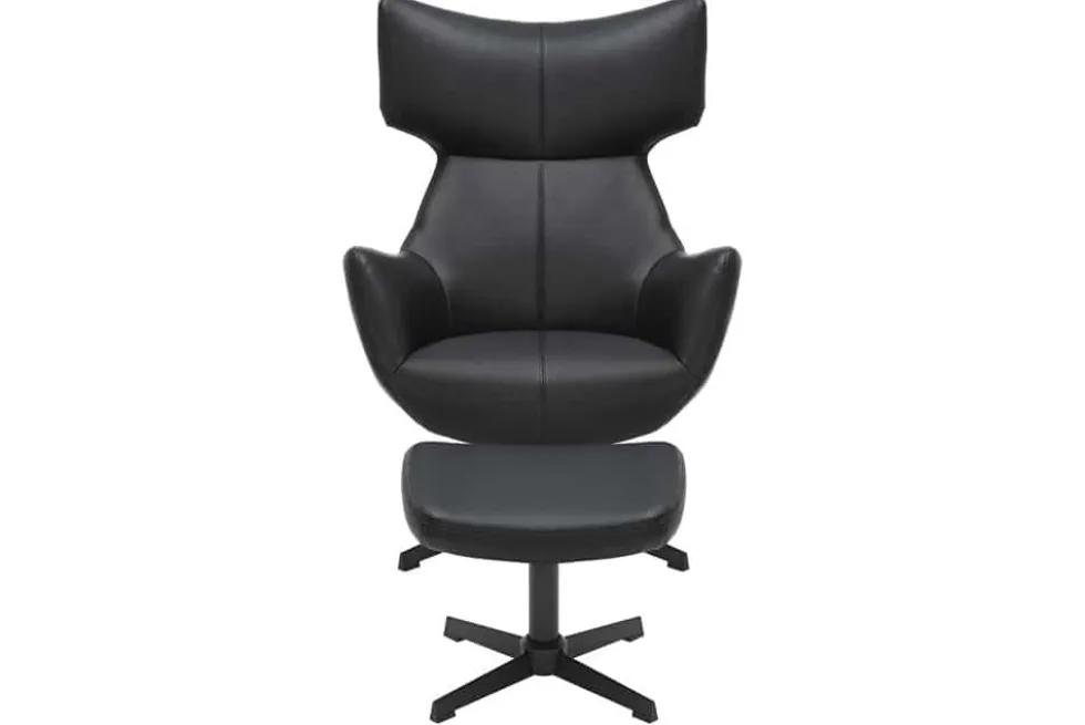 Drehbarer Sessel VOGUE schwarz Kunstleder Metallbeine mit Armlehne