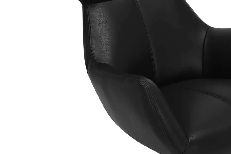 Drehbarer Sessel VOGUE schwarz Kunstleder Metallbeine mit Armlehne