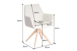 Drehbarer Stuhl ALMARA beige sand Echtleder 360° Taschenfederkern natur Eiche Massivholz