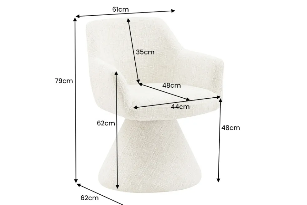Drehbarer Stuhl AMBIENTO beige Chenille 180° mit Auto-Return Polsterstuhl
