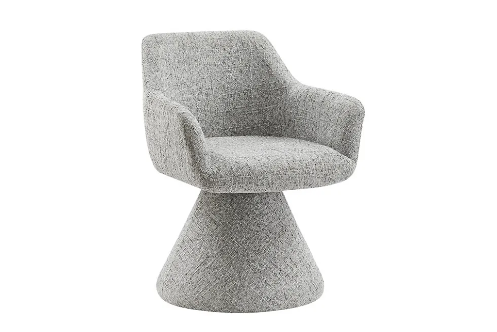 Drehbarer Stuhl AMBIENTO grau Chenille 180° mit Auto-Return Polsterstuhl