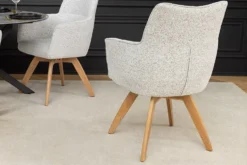 Drehbarer Stuhl ASGARD beige Strukturstoff mit Taschenfederkern und Armlehne