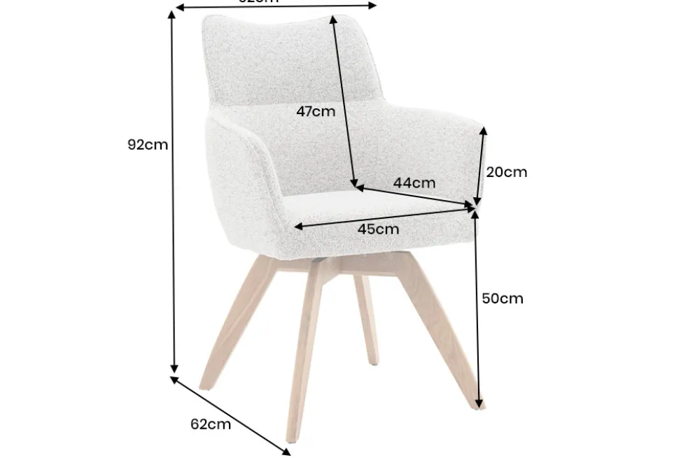 Drehbarer Stuhl ASGARD beige Strukturstoff mit Taschenfederkern und Armlehne