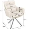 Drehbarer Stuhl BIG GEORGE beige Echtleder Microfaser mit Armlehne schwarze Metallbeine