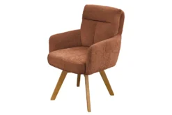 Drehbarer Stuhl BIG GEORGE rost braun Chenille Cremona natur Buchenholz mit Armlehnen
