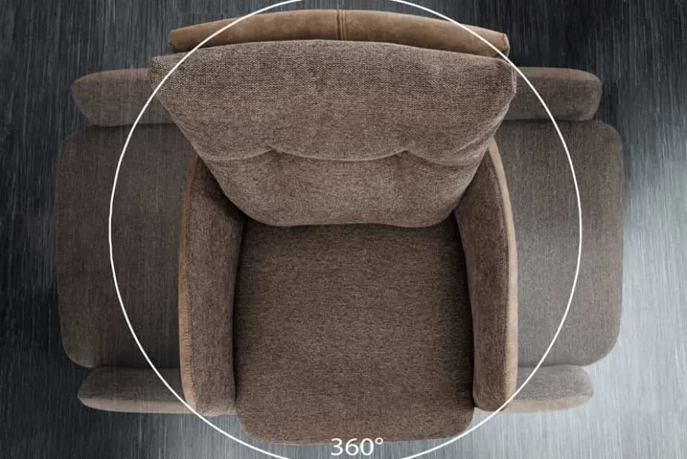 Drehbarer Stuhl BIG GEORGE taupe Microfaser Webstoff Taschenfederkern Metall schwarz