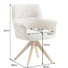 Drehbarer Stuhl LE GRAND beige Chenille Cremona natur Eiche Massivholz mit Armlehne