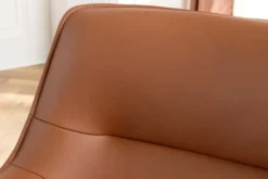 Drehbarer Stuhl LE GRAND cognac Echtleder Strukturstoff schwarzes Metallgestell