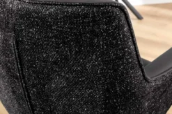 Drehbarer Stuhl LE GRAND schwarz Echtleder Strukturstoff Metallgestell mit Armlehne