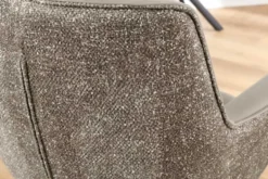 Drehbarer Stuhl LE GRAND taupe Echtleder Strukturstoff schwarzes Metallgestell