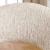 Drehbarer Stuhl ORGANIKO beige Chenillestoff Holzgestell Eiche mit Armlehne