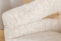 Drehbarer Stuhl ORGANIKO beige Chenillestoff Holzgestell Eiche mit Armlehne
