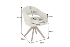 Drehbarer Stuhl ORGANIKO taupe beige Strukturstoff Holzgestell Walnuss mit Armlehne