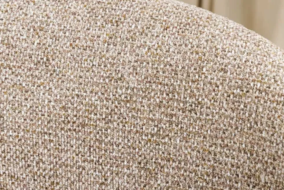 Drehbarer Stuhl ORGANIKO taupe beige Strukturstoff Holzgestell Walnuss mit Armlehne