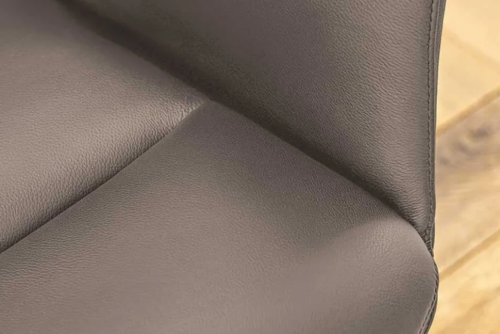 Drehbarer Stuhl PAPILLON braun Echtleder schwarz Metallgestell mit Armlehne