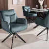 Drehbarer Stuhl PROMETHEUS petrol Vogue Velours Samt Taschenfederkern Metallgestell