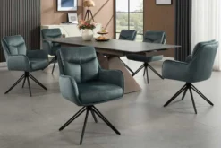 Drehbarer Stuhl PROMETHEUS petrol Vogue Velours Samt Taschenfederkern Metallgestell
