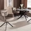 Drehbarer Stuhl PROMETHEUS taupe Vogue Velours Samt Taschenfederkern Metallgestell