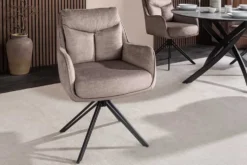 Drehbarer Stuhl PROMETHEUS taupe Vogue Velours Samt Taschenfederkern Metallgestell