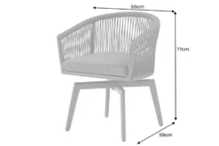 Drehbarer Stuhl ROPE anthrazit Aluminium Gartensessel inkl. Kissen In- und Outdoor