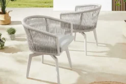 Drehbarer Stuhl ROPE greige Aluminium Gartensessel inkl. Kissen In- und Outdoor