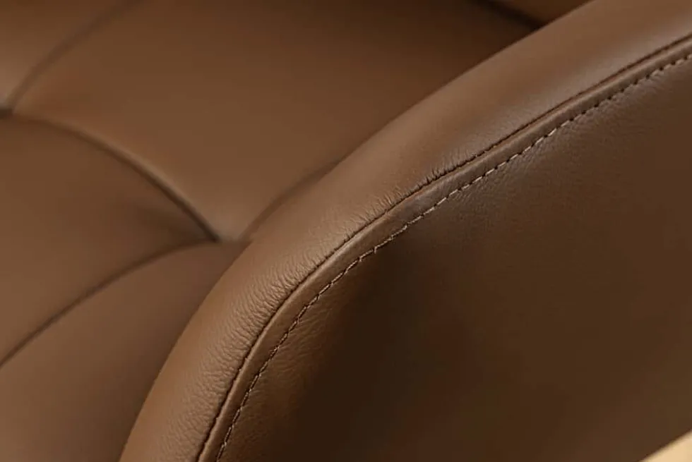 Drehbarer Stuhl SIGNATURE cognac braun Echtleder 360° Taschenfederkern schwarz Metall