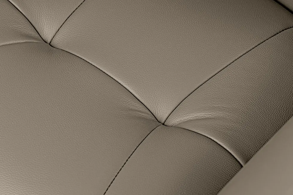 Drehbarer Stuhl SIGNATURE taupe Echtleder 360° mit Taschenfederkern schwarz Metall