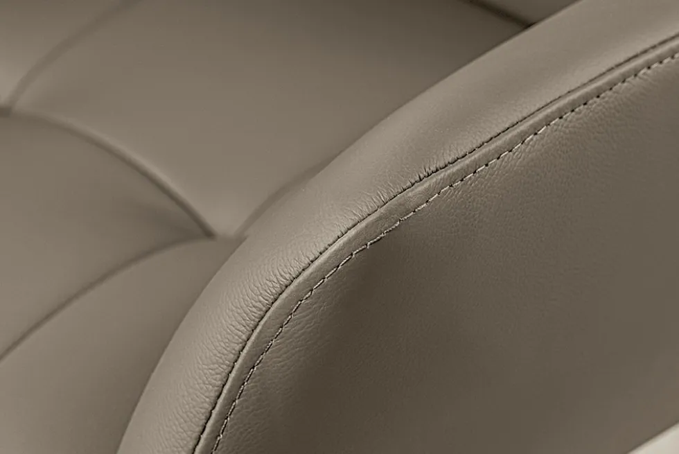 Drehbarer Stuhl SIGNATURE taupe Echtleder 360° mit Taschenfederkern schwarz Metall