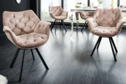 Drehbarer Stuhl THE DUTCH COMFORT greige Samt mit Armlehnen Modern Design
