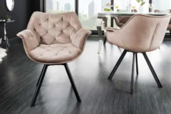 Drehbarer Stuhl THE DUTCH COMFORT greige Samt mit Armlehnen Modern Design