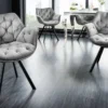 Drehbarer Stuhl THE DUTCH COMFORT grau Samt mit Armlehnen Modern Design