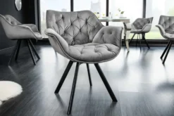 Drehbarer Stuhl THE DUTCH COMFORT grau Samt mit Armlehnen Modern Design