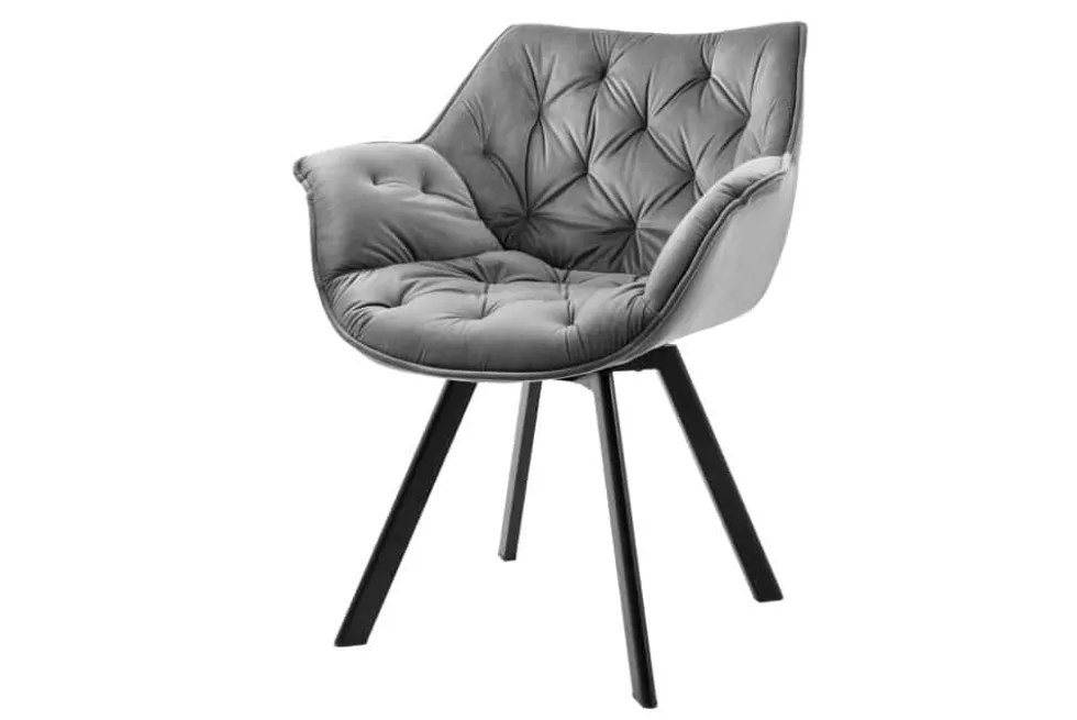Drehbarer Stuhl THE DUTCH COMFORT grau Samt mit Armlehnen Modern Design