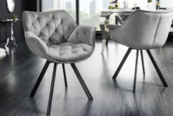 Drehbarer Stuhl THE DUTCH COMFORT grau Samt mit Armlehnen Modern Design
