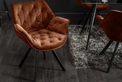 Drehbarer Stuhl THE DUTCH COMFORT rost braun Samt mit Armlehnen Modern Design