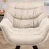 Drehbarer Stuhl THE DUTCH COMFORT champagner beige Samt schwarze Metallbeine
