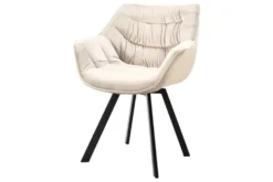 Drehbarer Stuhl THE DUTCH COMFORT champagner beige Samt schwarze Metallbeine