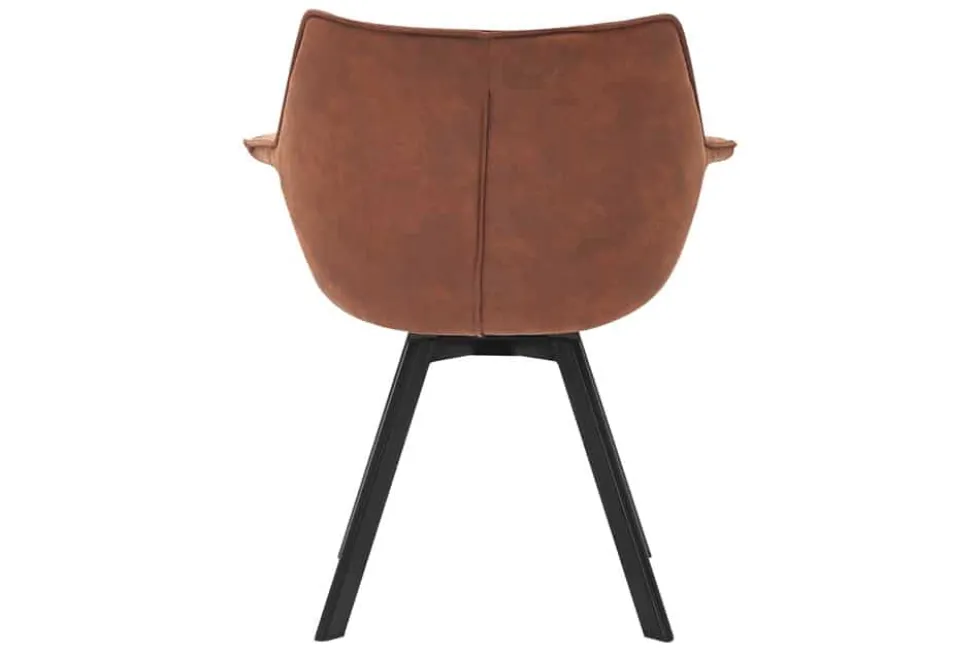 Drehbarer Stuhl THE DUTCH RETRO antik braun mit Armlehne schwarze Metallbeine
