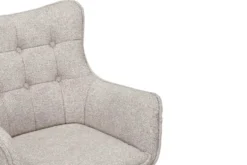 Drehbarer Stuhl THOR beige Strukturstoff braun Wenge Eichenholz 360° mit Armlehne