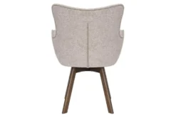 Drehbarer Stuhl THOR beige Strukturstoff braun Wenge Eichenholz 360° mit Armlehne