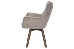 Drehbarer Stuhl THOR taupe Strukturstoff braun Wenge Eichenholz 360° mit Armlehne