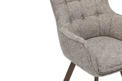 Drehbarer Stuhl THOR taupe Strukturstoff braun Wenge Eichenholz 360° mit Armlehne